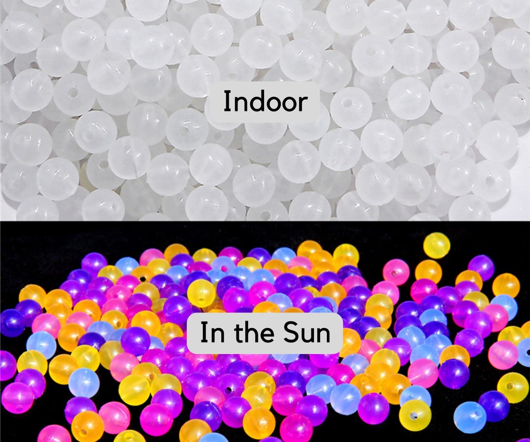 8mm UV Color Changing Magic Beads - UV Beads - Round Rainbow Beads ...