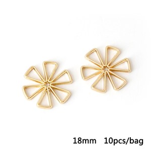 10 Gold Flower Charms 4 Styles, Floral Charm, Gold Charms, Earring Charms image 3