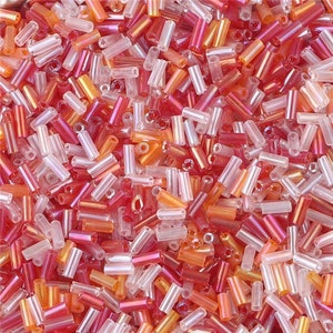 2x5mm Red Mix Seed Beads 1300 pz - 1mm Dimensione del foro - Perline di semi rossi - Perline di semi lunghi - Perle di semi cilindriche