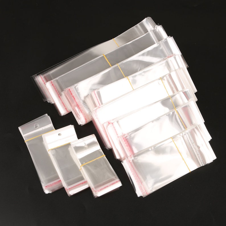 11 SIZES 100pcs Clear Self Adhesive Seal Plastic Bags Transparent Resealable Cellophane OPP Packing Poly Bags image 3