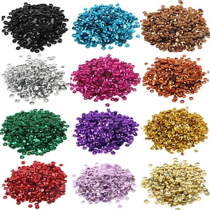12 COLORS 6mm Metallic Finish Faceted Cup Sequins - Mix Color Loose Cup Sequins - 1200 PCS - 20 Grams