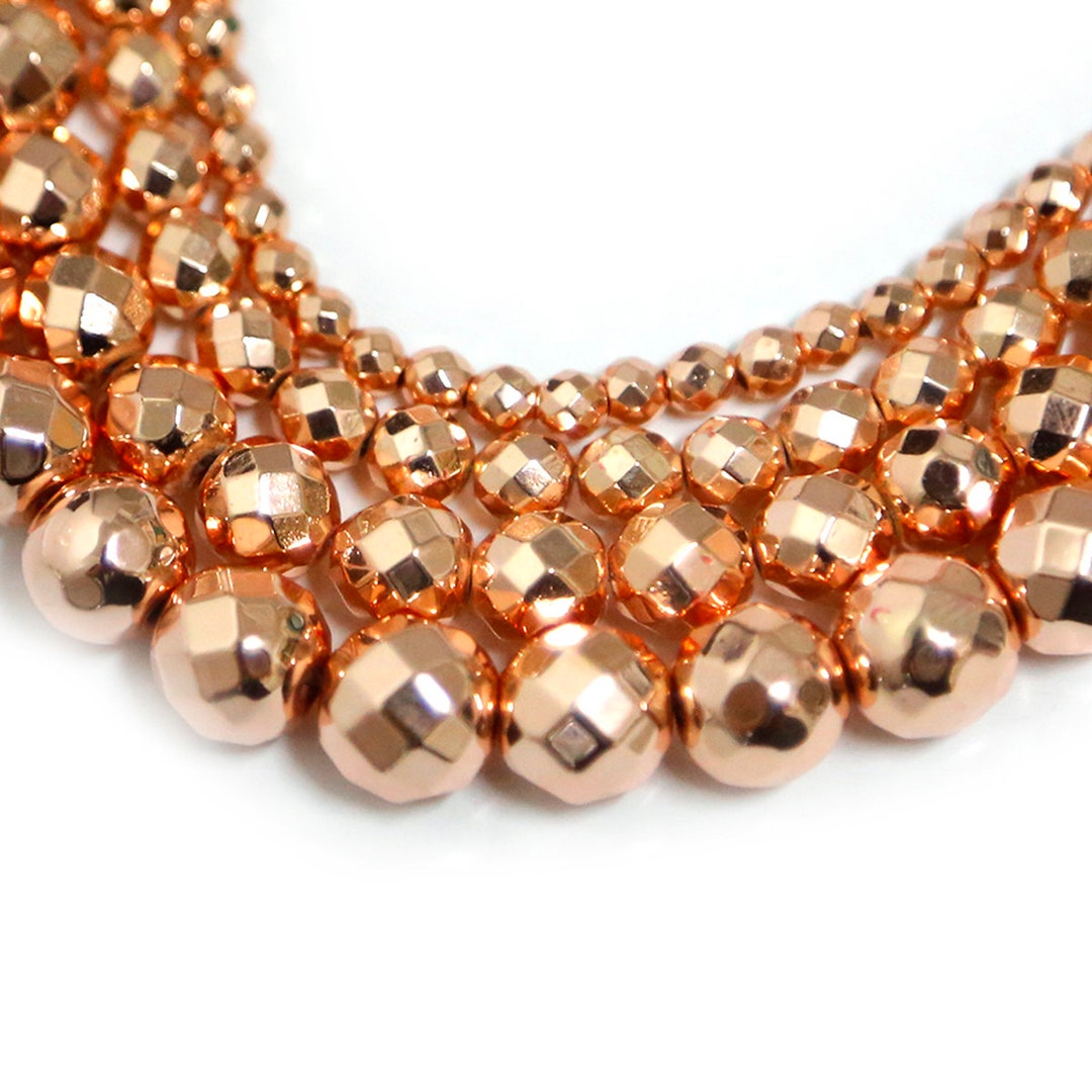 Perles à facettes dhématite en or rose perles lâches 15 / Etsy France
