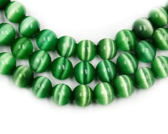 Green Cat Eye Beads 4mm 6mm 8mm 10mm Loose Gemstone Round 15.5" Full Strand Wholesale