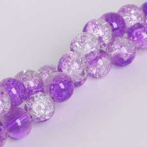 4/6/8/10mm Lila Violett, runde Crackle Crackle Glasperlen