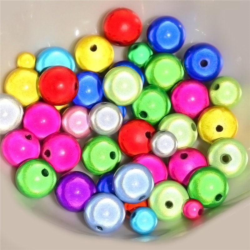 100-Piece Mixed Color 3D Illusion Acrylic Miracle Beads - 8mm Round Spacer Beads For Jewelry Making