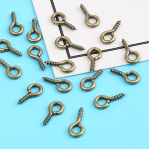 200 pieces Antique Bronze Tiny Eye Screws For Pendants - Screw Eye Bails - Eye Screw