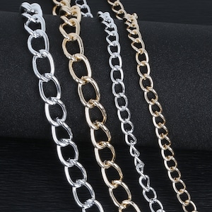 Gold or Silver Curb Chain 5 Meters 2 Meters - Gold Curb Chain - Silver Curb Chain - Necklace Chain - 9x6mm 15x10mm