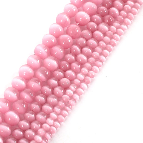 Perles roses Cat Eye 4mm 6mm 8mm 10mm 12mm Loose Gemstone Round 15.5 « Full Strand En gros