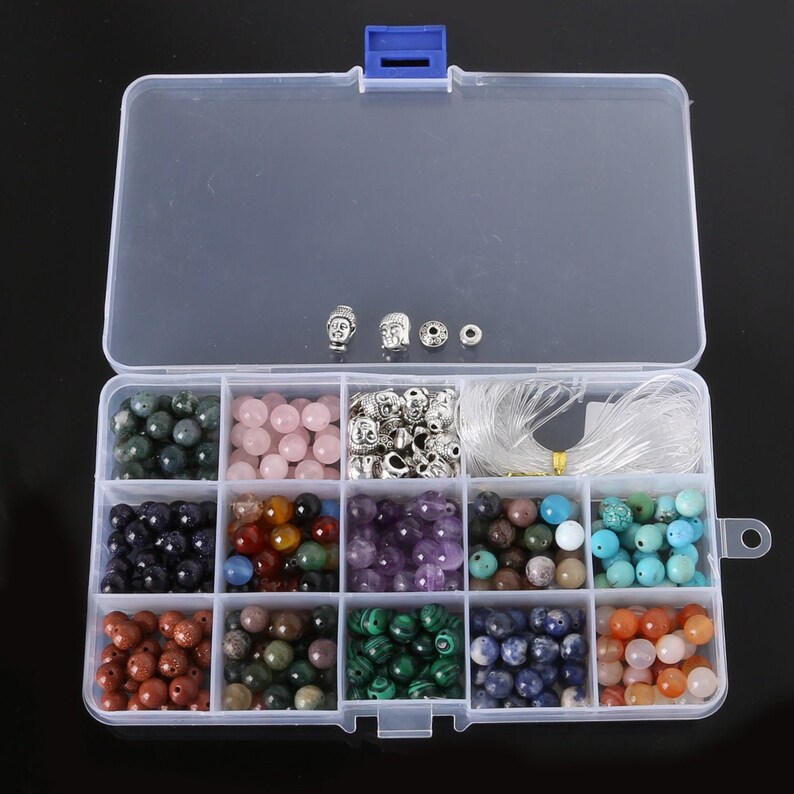 8mm Assorted Natural Gemstone Beads DIY Box Set Kit Amethyst Etsy