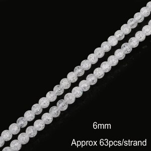 Clear White Gemstone Round Crackle Cracked Crystal Stone Strand Beads 4mm 6mm 8mm 10mm 12mm For DIY Beading Jewelry Making image 7
