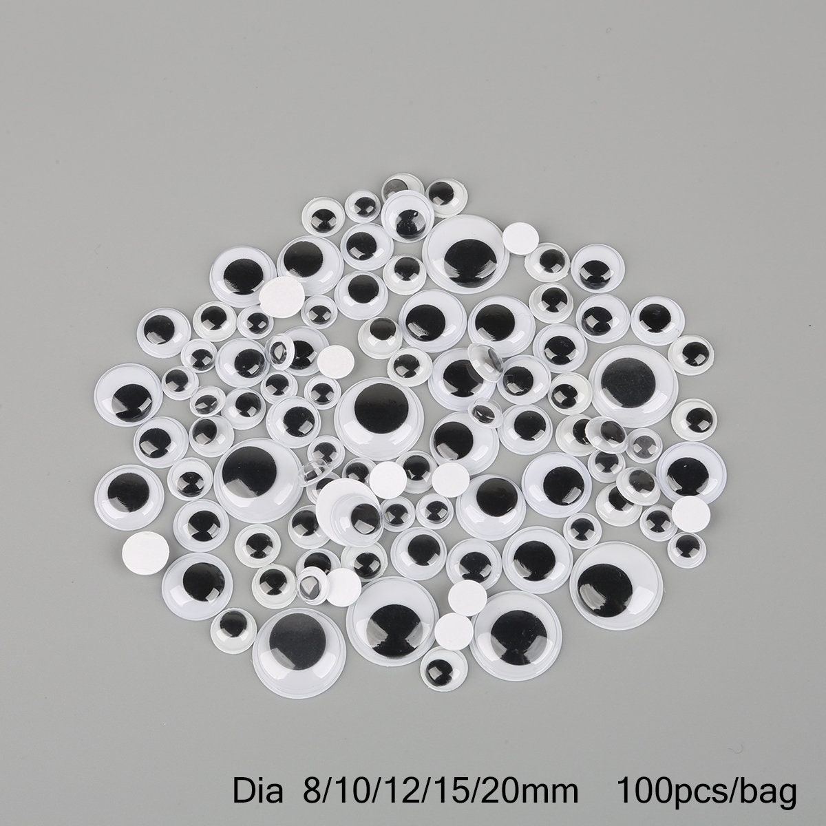 Googly Eyes, self-adhesive, Dia. 8+10+14 mm, 300 asstd./ 1 pack