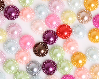 11 KLEUREN Diverse Flatback Button Parels voor Verfraaiingen - 50 STUKS 12mm