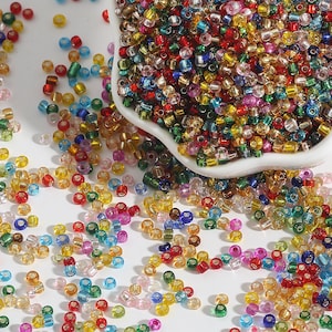 12/0 8/0 6/0 Rainbow Rondelle Seed Beads 2mm 3mm 4mm - Perle di Semi in Vetro MultiColore Foderate in Argento - Rainbow Rocailles - Rainbow Seed Beads