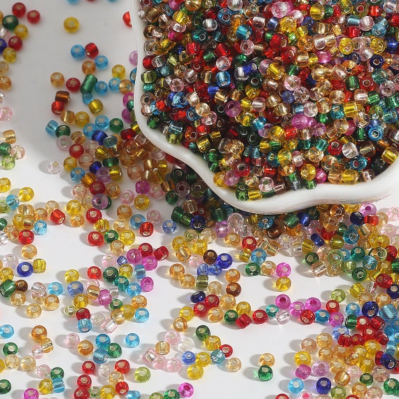 12/0 8/0 6/0 Rainbow Rondelle Seed Beads 2mm 3mm 4mm Silver Lined