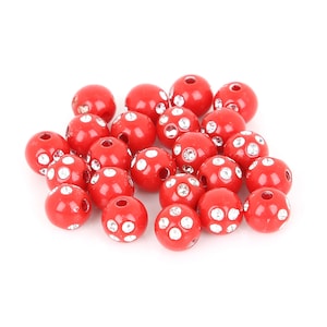 100 Shiny Red Acrylic Round Beads Destash Size 8mm