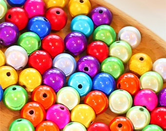 Round Acrylic Miracle Beads 4mm 6mm 8mm 10mm 12mm - 3D Illusion Beads - Acrylic Reflective Beads - Rainbow Miracle Mixed Color Miracle Bead