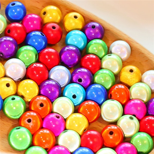Runde Acryl Wunderperlen 4mm 6mm 8mm 10mm 12mm - 3D Illusion Beads - Acryl Reflektierende Perlen - Regenbogen Wunder Mischfarbe Wunderperle