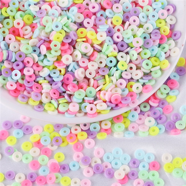 6mm Pastel Color Donut Disc Beads - 1.5mm Hole - Acrylic Cream Color Donut Beads - Rainbow Disc Beads - Flat Disc - Mint Beads - 830 pcs