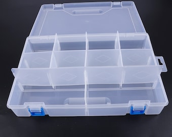 Big 10 Grid Adjustable Clear Transparent Jewelry Storage Box - Ring Earring Beads Case Plastic Portable Organizer Box 29.5x20x6cm