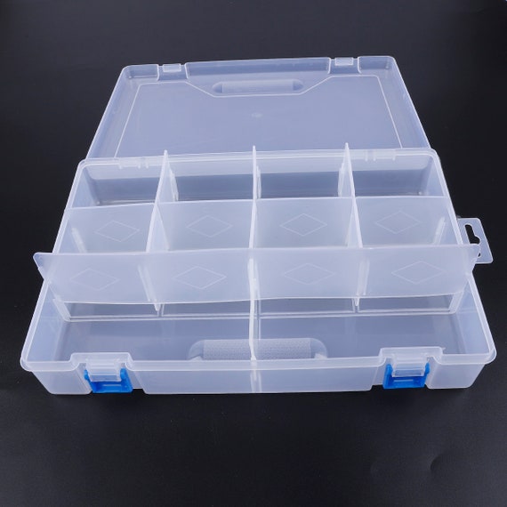 Large Clear Organizer Box,12 Grids Organizer Box with Removable Dividers  for Jewelry,Bead Storage Organizer Box,Plastic Compartment Container for  Tool