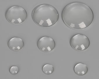 50 Stück Runde Glas Cabochons - Klarglas Gewölbter Cabochon - Lupe - 8mm 10mm 12mm 14mm 16mm 18mm 20mm 25mm 30mm