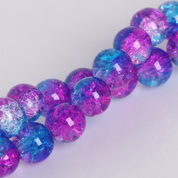 4/6/8/10mm Blue and Purple Crackle Cracked Beads