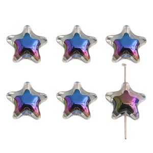 20mm Star Inside AB Plated Acrylic Beads - Inside Dyed Aurora Borealis Beads - 3mm Hole - 10 Pieces per Order