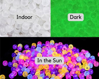 6x8mm UV Color Changing Magic Beads - Glow in the Dark Beads - Rocaille Beads - Change Color - 3.5mm Hole - Glow in the Dark Beads - 100 Pcs