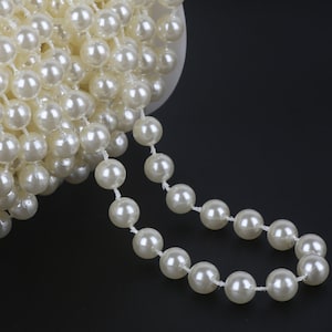 ABS Ivory Round Faux Pearl Beads Chain For Necklace, 3mm 4mm 5mm 6mm 8mm 10mm, 2 Meters/Lot