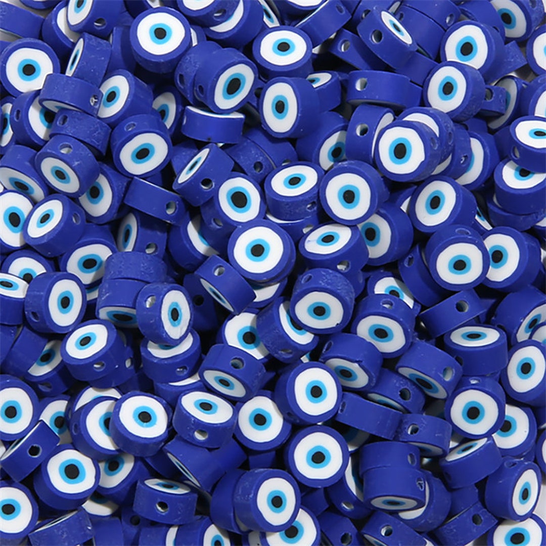 Polymer Clay Beads, Evil Eye, Mixed Colors (15 Strand)