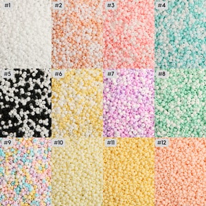 Perles de graines de couleur crème mate de 2 mm 3 mm 8/0 12/0 Perles de graines de haute qualité dans des couleurs crémeuses Perles de graines de couleur pastel Perles pastel Colorées image 2