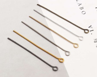 5 COLORS of 200 pcs Mix Sizes Steel Eyepins, 16mm 20mm 24mm 30mm 35mm 40mm 45mm 50mm- Silver, Rhodium, Gun Black, Gold, Bronze Eye Pins