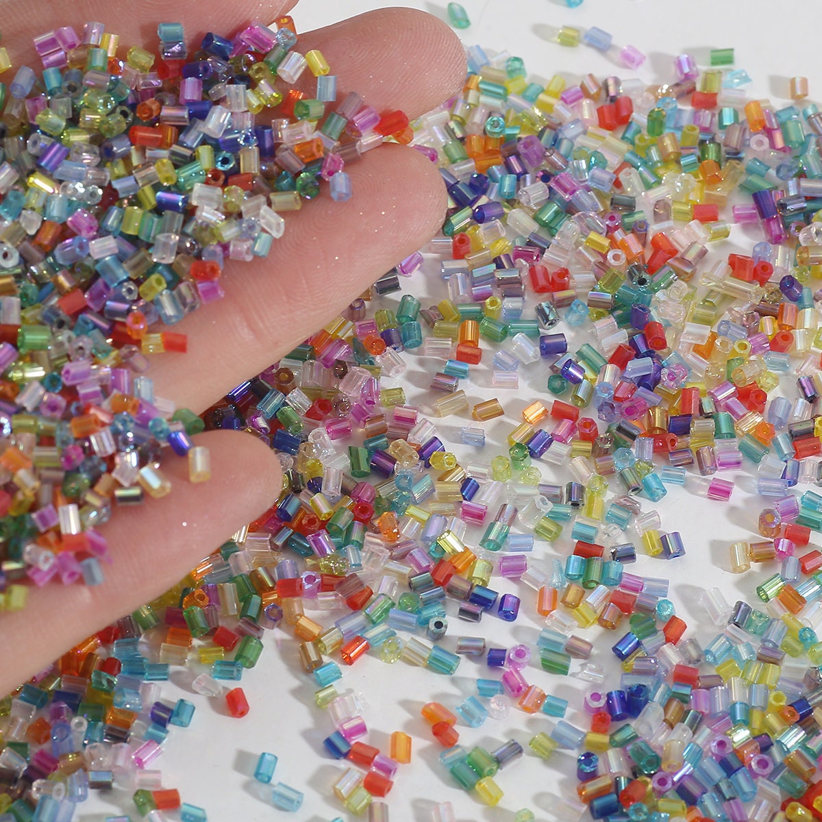 2mm AB Short Bugle Beads Bugle Seed Beads Glass Bugles Etsy