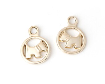 10pcs Gold Dog Charm - Puppy Charm - Pet Charm - Gold Pendant - 20mm