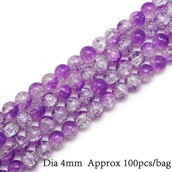 100pcs Crackle Glass Beads 10mm Crystal Glass Beads for Jewelry