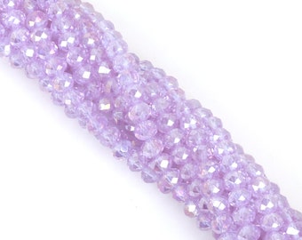 Amethyst AB Glass Crystal Bicone Beads, Diamond Cut Faceted Spinel Beads, 3mm 4mm 6mm