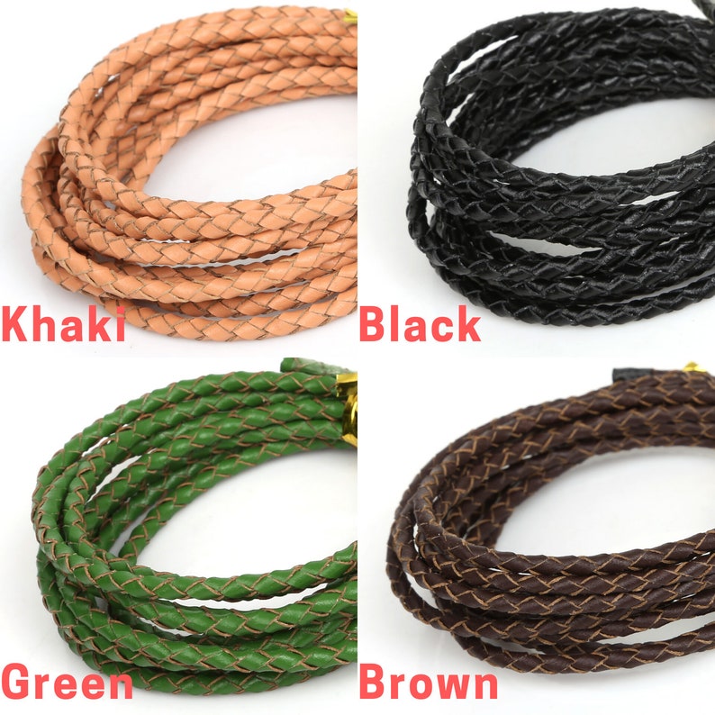 3/4/5mm Round Braided Leather 10 Colors High-Quality Bolo Braided Leather Cord Bracelet Leather Cord image 2