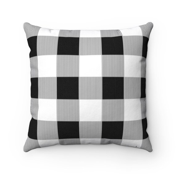 Black and White Buffalo Plaid Pillow Spun Polyester Square Cover Pillow Etsy