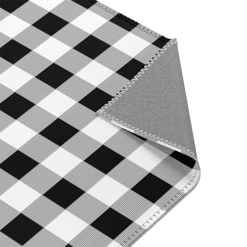 Black and White Buffalo Plaid Area Rug