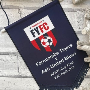 EXPRESS SERVICE AVAILABLE Pennant, Cup Final, football flag, football banner, Personalised football pennant, sport pennant, custom pennant