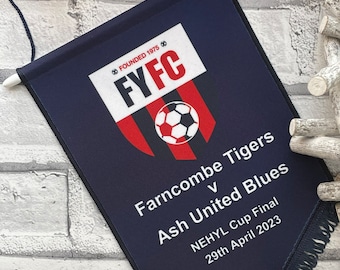 EXPRESS SERVICE AVAILABLE Pennant, Cup Final, football flag, football banner, Personalised football pennant, sport pennant, custom pennant