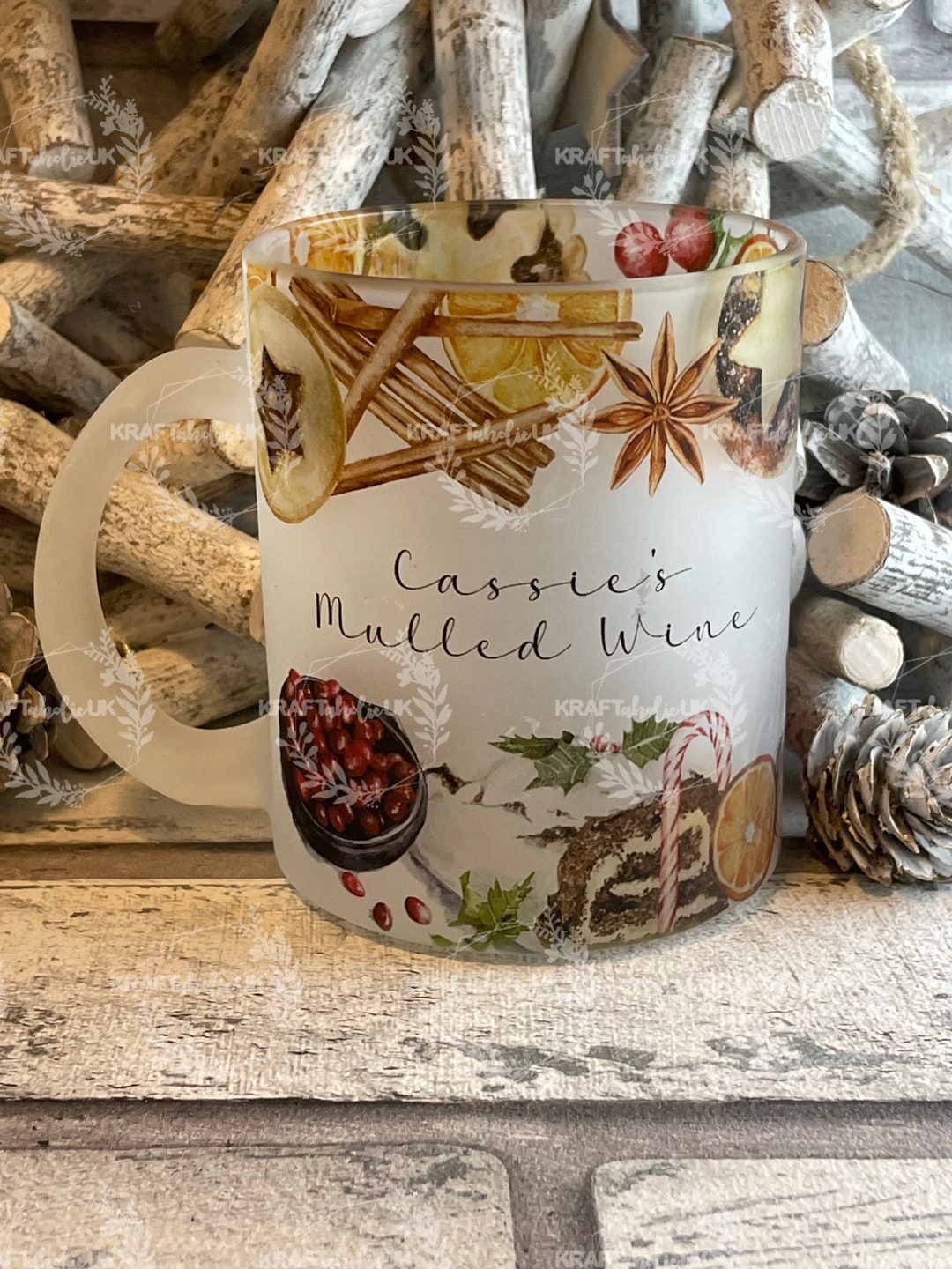 Personalised Mulled Wine Glass Mug, Name Mug, Christmas Punch