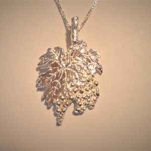 Grape Leaf Necklace in sterling for Wine or Nature Lovers - Donas Jewelry Design