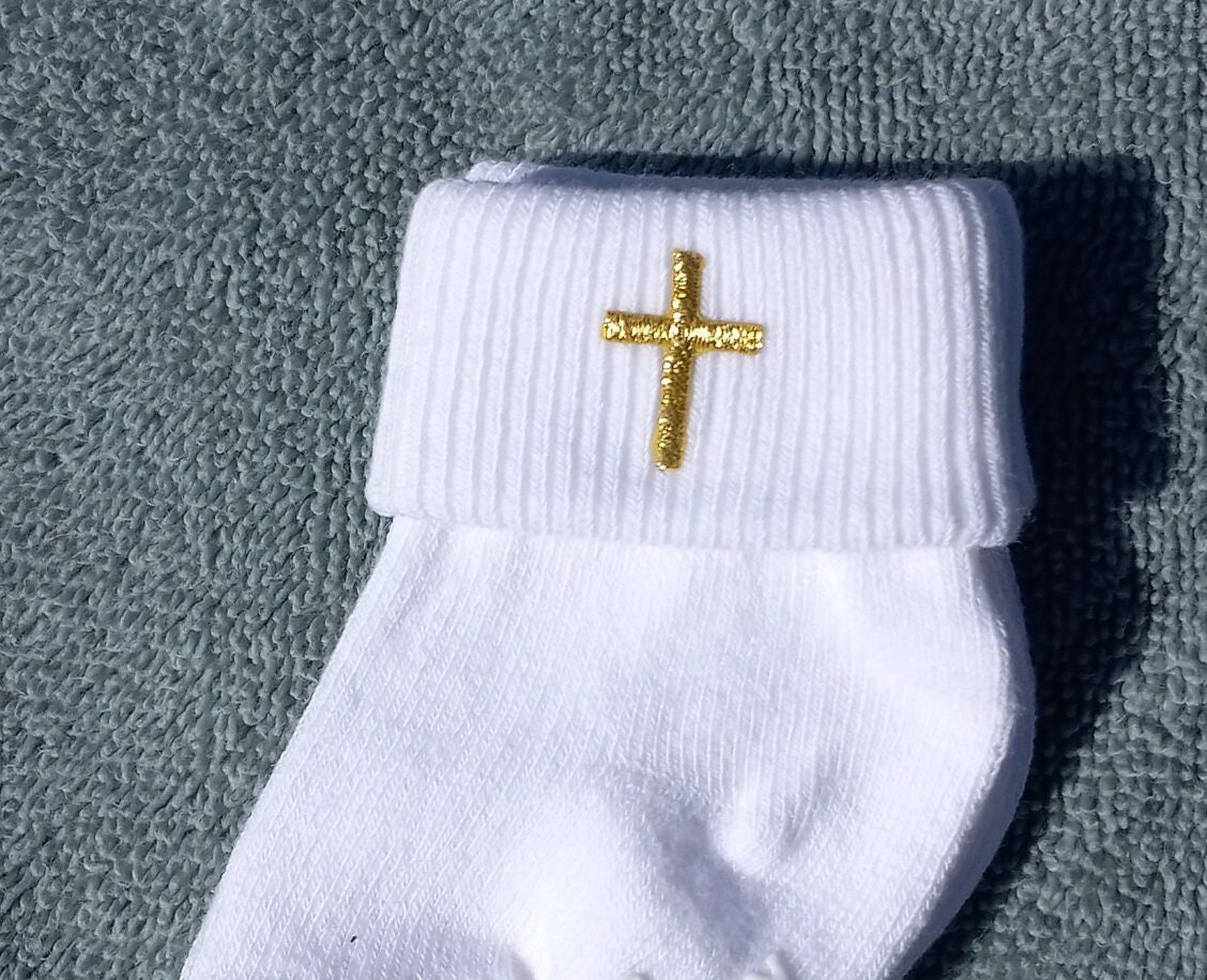 My Handmade Baptism/christening Baby Girl/boy Cross Bib/socks - Etsy