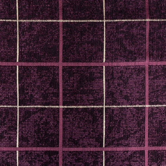 Designer Linen Blend Purple Beige Check Curtain Fabric Cushion Etsy