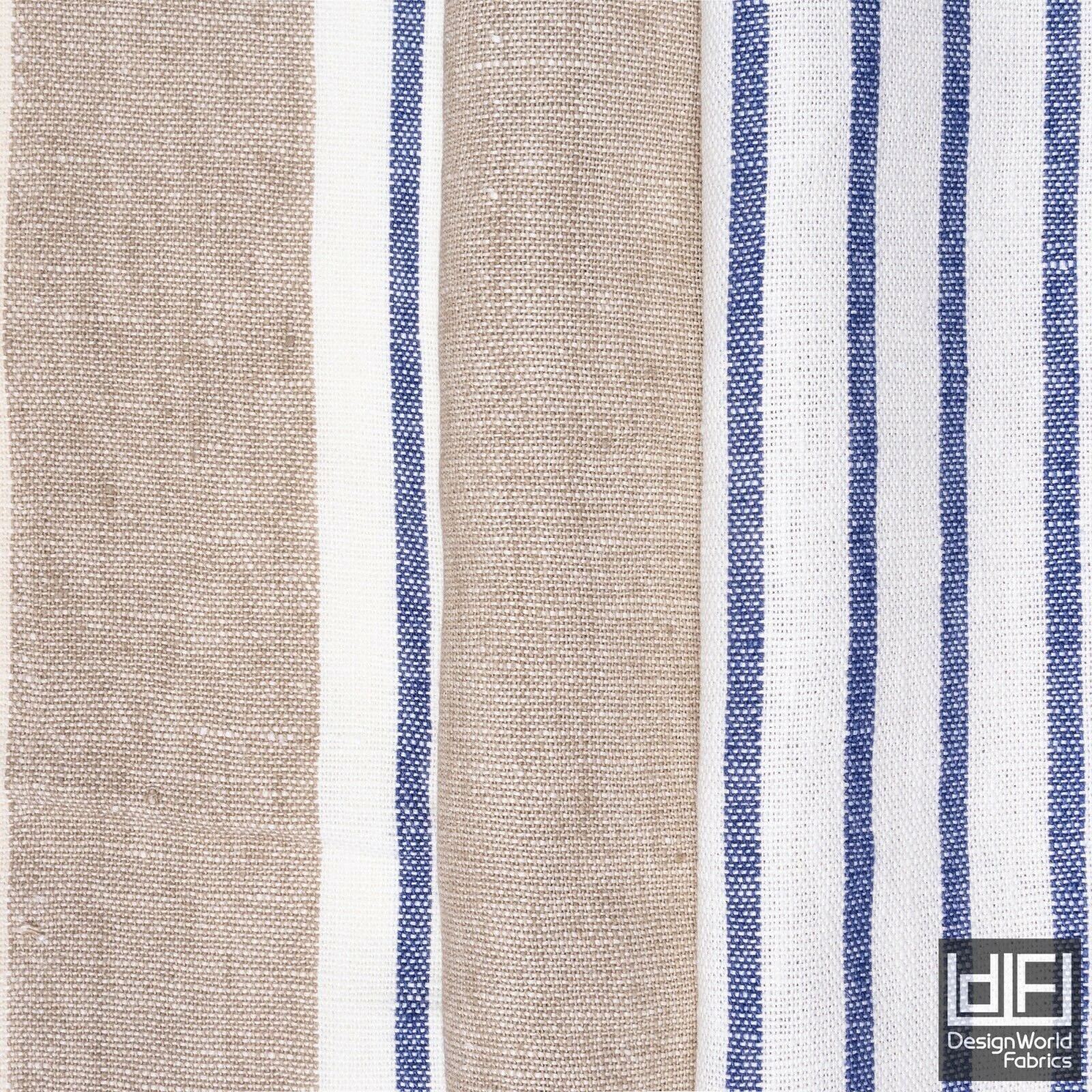 Designer 100 Linen Striped Soft Curtain Fabric Roman Blind | Etsy