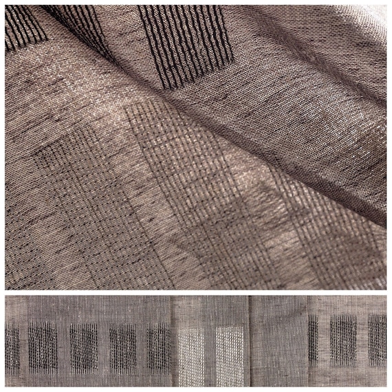 DESIGNER 100/% LINEN RED /& OFF WHITE TEXTURED STRIPED CURTAIN FABRIC 3OOCM WIDE