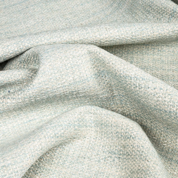 Designer Herringbone Weave Duck Egg Linen Mix By The Metre