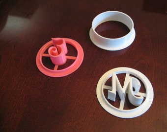 Set of 2 Initialized Cookie Cutters plus Circle Cutter