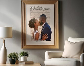 Custom Wedding Couple Wall Art - Marriage Poster Canva PRO Template - Personalized Anniversary Gift - Established Date Poster